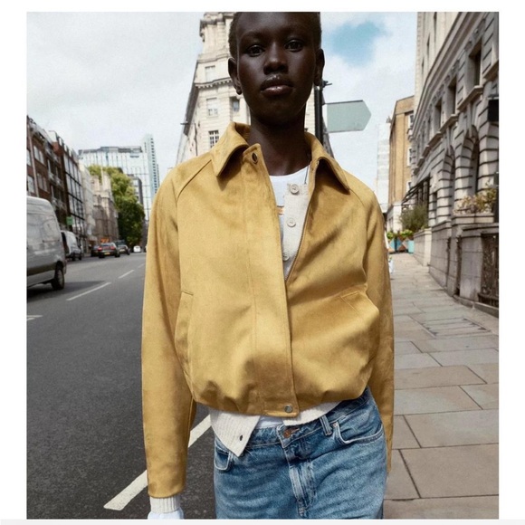 Zara Gold Bomber Jacket for Women - Picture 4 of 6